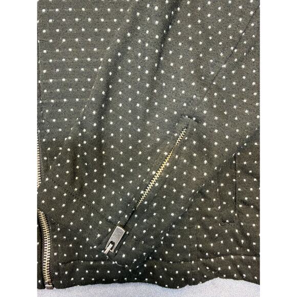 Christopher Banks Black Mini Polka Dot Zip Front Moto Jacket Women's Size XL - Picture 3 of 12